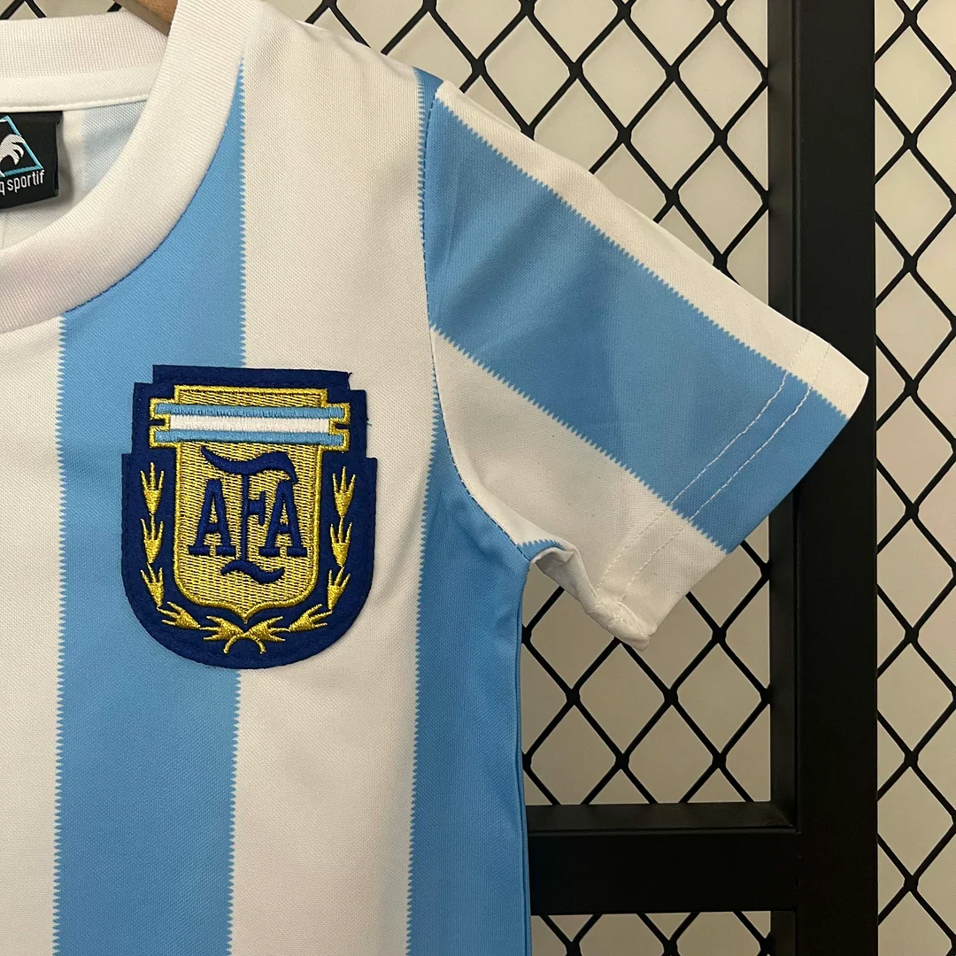 1986 Retro Argentina Home Kit Kids Size - Image 6