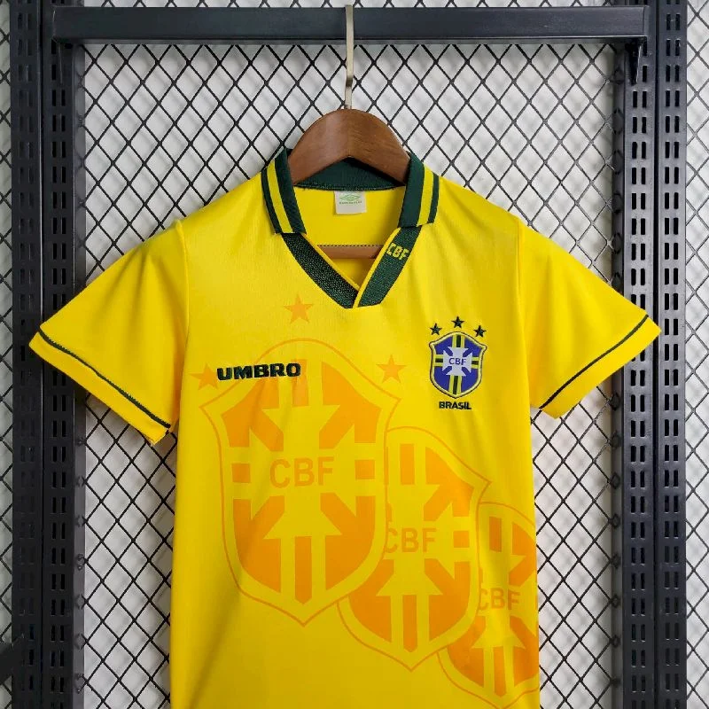 1994 Retro Brazil Home Jersey Kids Size - Image 3