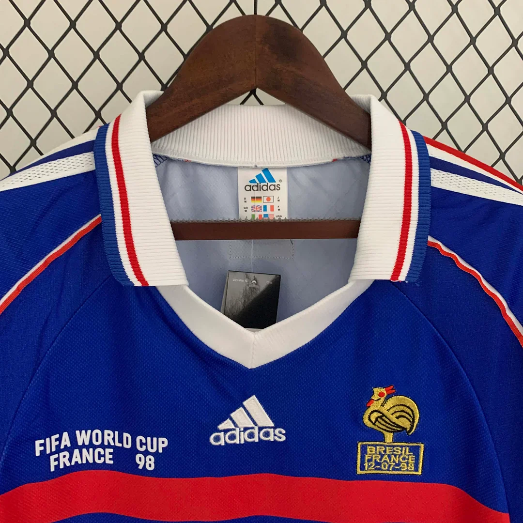 1998 Retro France Home Jersey Long Sleeve - Image 3