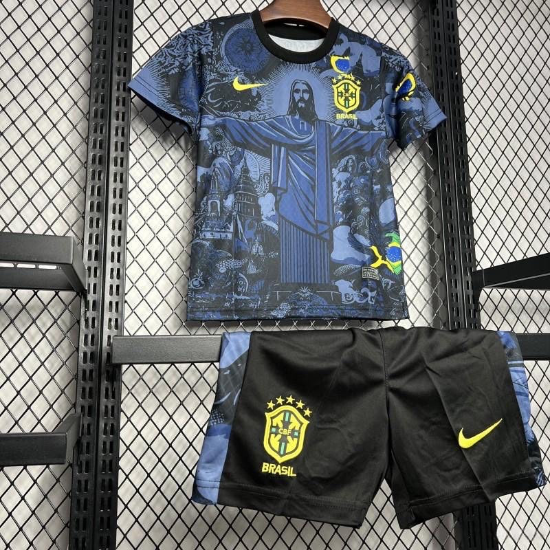 Brazil ”Jesus” Blue Limited Jersey Kids Size - Image 5