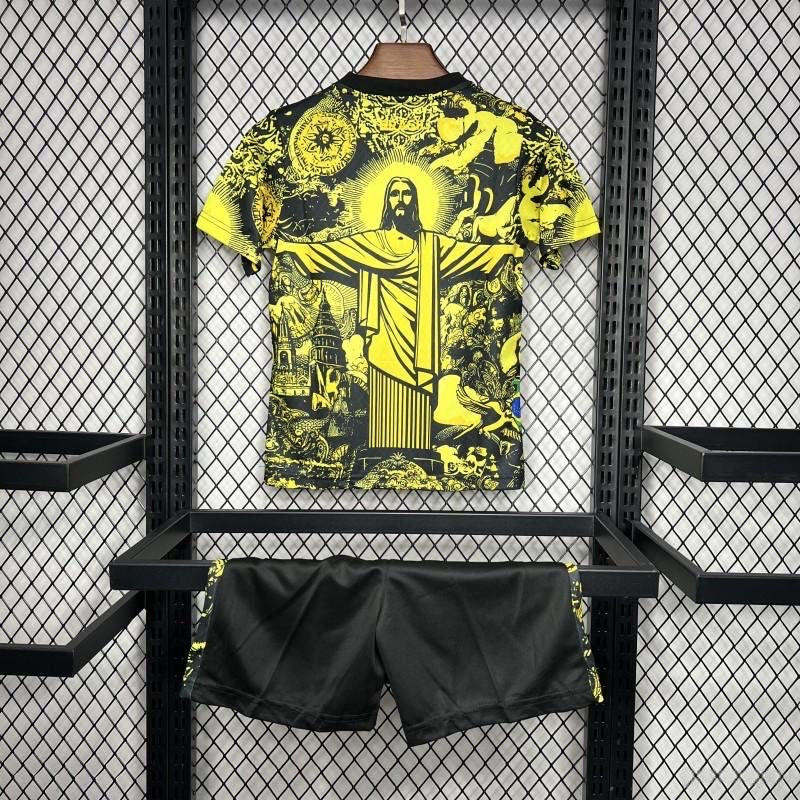 Brazil ”Jesus” Yellow Limited Jersey Kids Size - Image 2